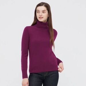 ORDOS Cashmere Turtleneck Sweater Purple Small
